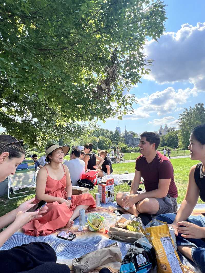 Small group photo at a picnic