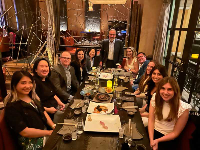 A large group sitting around a table