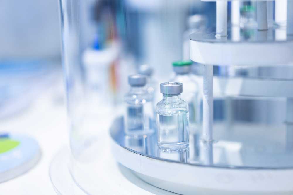 drug vials in lab